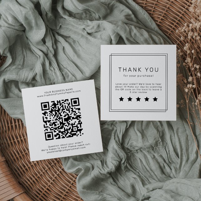 AVERY Modern Minimalist QR Code Leave A Review Square Business Card (AVERY Modern Minimalist QR Code Leave A Review Square Business Card)