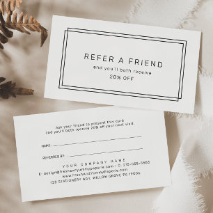 AVERY Modern Minimalist Refer A Friend Referral Card