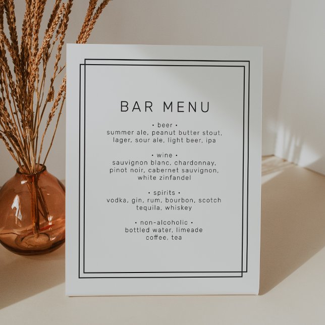 AVERY Modern Minimalist Wedding Bar Menu Sign (AVERY Modern Minimalist Wedding Bar Menu Sign)