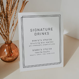 AVERY Modern Minimalist Wedding Signature Drinks Pedestal Sign
