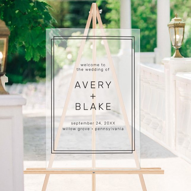 AVERY Modern Minimalist Wedding Welcome Acrylic Sign (AVERY Modern Minimalist Wedding Welcome Acrylic Sign)