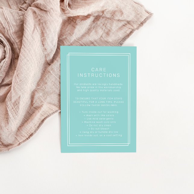 AVERY Modern Mint Green Product Care Instructions Enclosure Card (AVERY Modern Mint Green Product Care Instructions Enclosure Card)