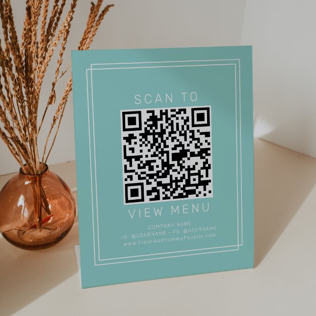 AVERY Modern Mint Green Restaurant Menu QR Code Pedestal Sign (AVERY Modern Mint Green Restaurant Menu QR Code Pedestal Sign)