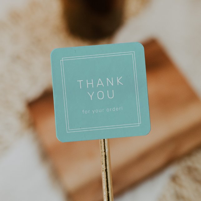 AVERY Modern Mint Green Thank You For Order Square Sticker (AVERY Modern Mint Green Thank You For Order Square Sticker)