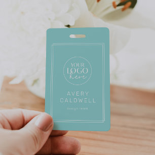 AVERY Modern Mint Logo QR Code Employee ID Card Badge