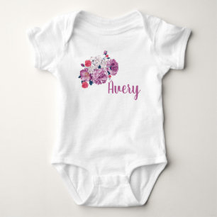 Avery Name Floral Custom Vintage Flower Toddler Baby Bodysuit
