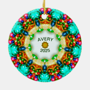 AVERY ~ Personalised Fractal Christmas Designs ~ Ceramic Tree Decoration