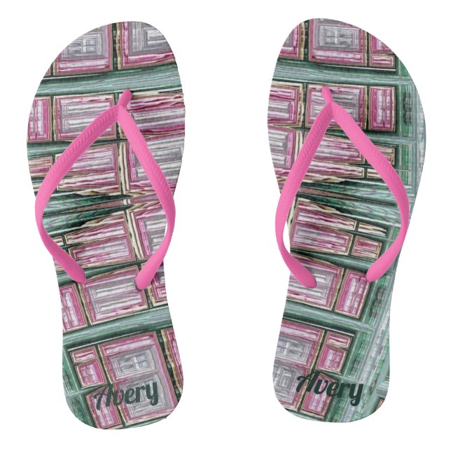 AVERY ~ Pink Green Design ~ Original ~ Jandals (Footbed)