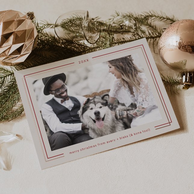 AVERY Rose Gold Foil Red Couples Photo Christmas (AVERY Rose Gold Foil Red Couples Photo Christmas Foil Holiday Card)