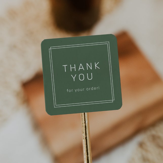 AVERY Rustic Dark Green Boho Thank You For Order Square Sticker (AVERY Rustic Dark Green Boho Thank You For Order Square Sticker)