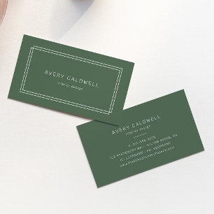 AVERY Rustic Dark Green Double Frame Business Card