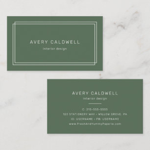 AVERY Rustic Dark Green Double Frame Business Card
