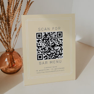 AVERY Simple Butter Yellow Bar Menu QR Code Pedestal Sign