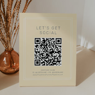 AVERY Simple Butter Yellow Let's Get Social Media Pedestal Sign