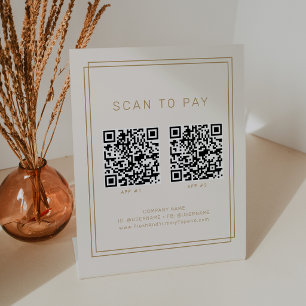 AVERY Vintage Gold Business 2 Apps Scan To Pay Pedestal Sign