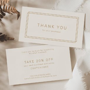 AVERY Vintage Gold Cream Business Thank You Discount Card