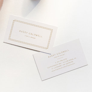 AVERY Vintage Gold Cream Double Frame Business Card