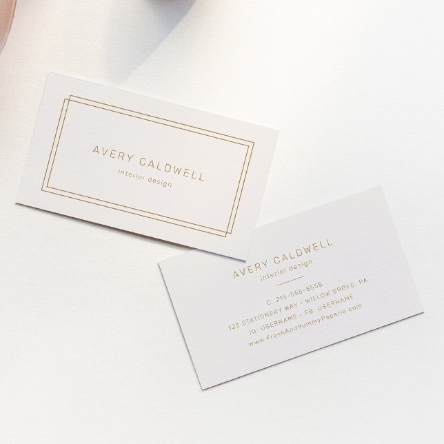 AVERY Vintage Gold Cream Double Frame Business Card (AVERY Vintage Gold Cream Double Frame Business Card)