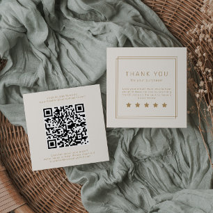 AVERY Vintage Gold Cream QR Code Leave A Review Square Business Card