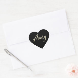 Avery white gold Handwriting Sticker Heart
