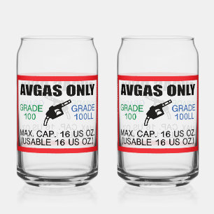 AVGAS / 100LL fuel only Drinkware Set Can Glass