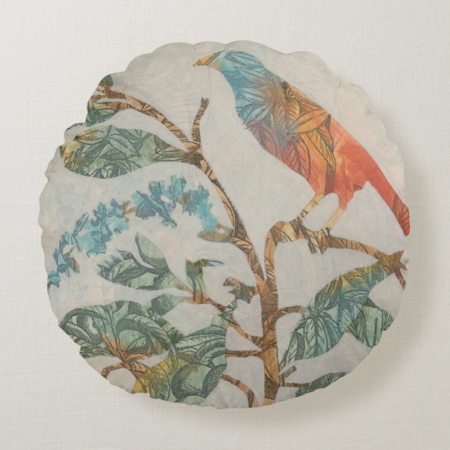 Aviary Collage II Round Cushion (Front)