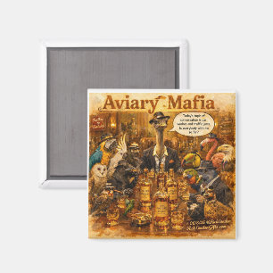 Aviary Mafia Cartoon – Feathered Mob Family Humour Magnet