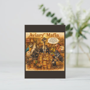 Aviary Mafia Cartoon – Feathered Mob Family Humour Postcard