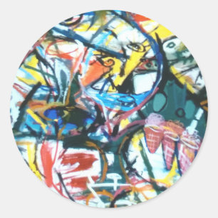 Aviary Stream Abstract Jeff Hankamer Artjunkhaus   Classic Round Sticker