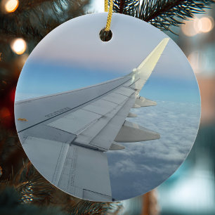 Aviation Aeroplane Christmas Photo Custom Ceramic Tree Decoration
