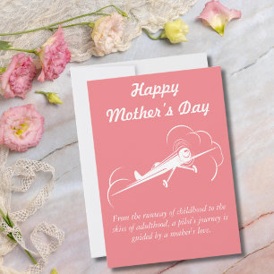 Aviation, Aeroplane Flying, Minimalist,Mother’s Da Holiday Card