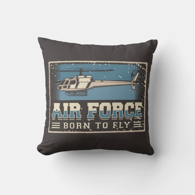 Aviation Airforce Helicopter Throw Pillow (Front)
