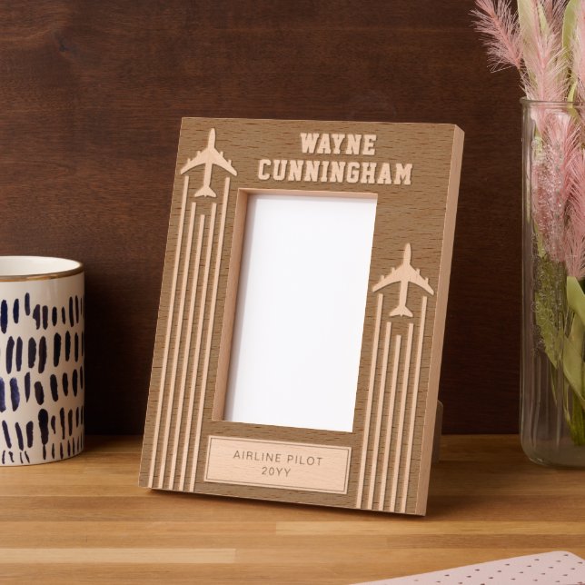 Aviation Airline Pilot Flight School Graduation  Etched Frames (Left)