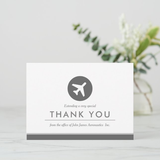 Aviation and Airline | Minimal Flat Thank You Card (Standing Front)
