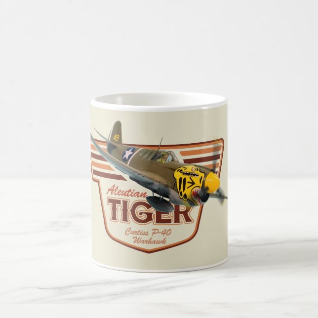 Aviation Art Mug " P-40 Warhawk　Aleutian Tiger" (Center)