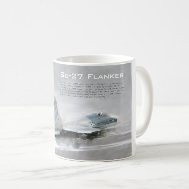 Aviation Art Mug "Su-27 Flanker" (Front Right)