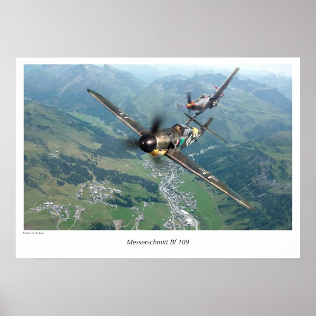 Aviation Art Poster "Messerschmitt Bf 109" (Front)