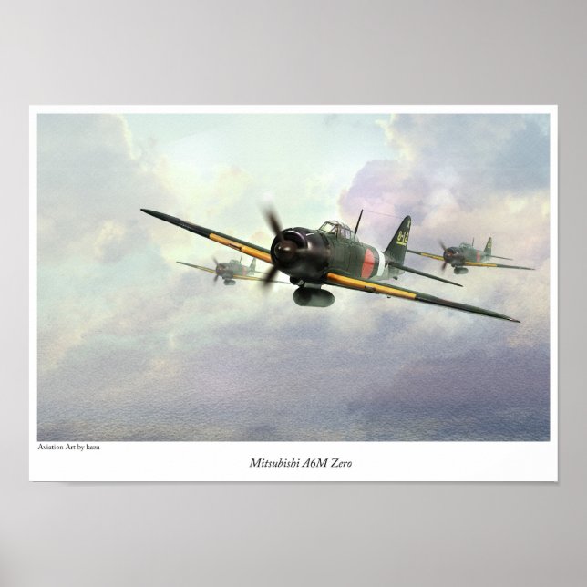 Aviation Art Poster " Mitsubishi A6M Zero " (Front)