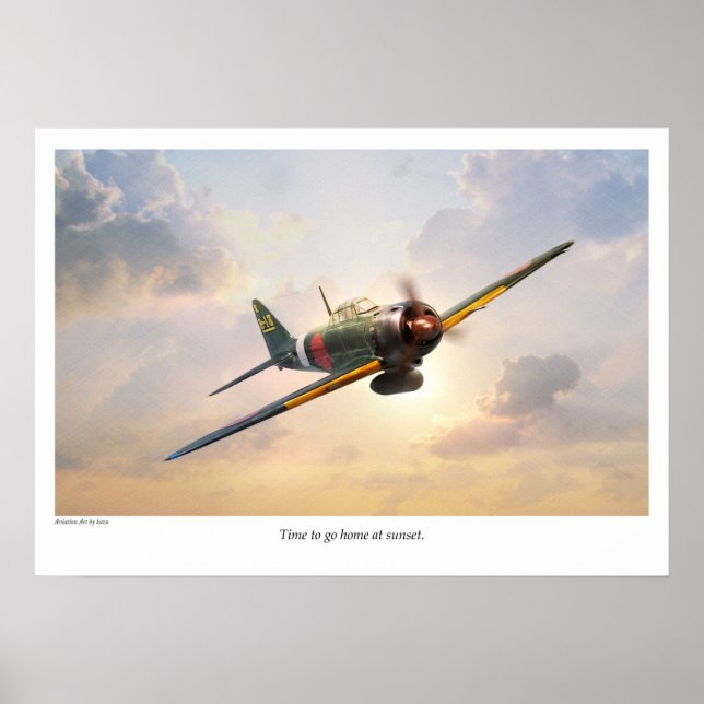 Aviation Art Poster 'Mitsubishi A6M Zero' (Front)