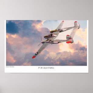 Aviation Art Poster "P-38 Lightning"