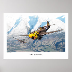 Aviation Art Poster “P-40 Aleutian Tiger "