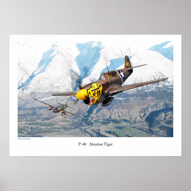 Aviation Art Poster "P-40 Aleutian Tiger" (Front)