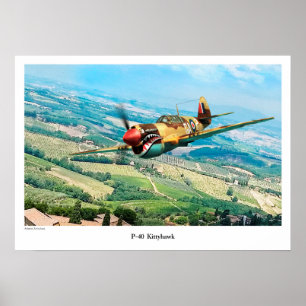 Aviation Art Poster "P-40  Kittyhawk"