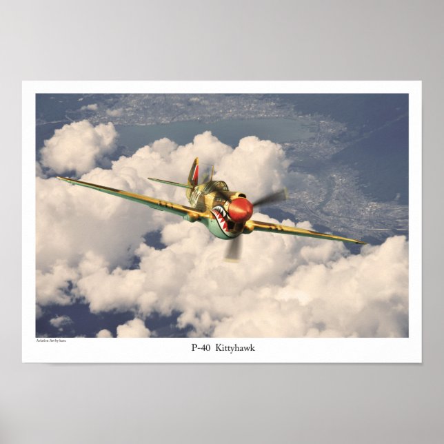 Aviation Art Poster 'P-40 Kittyhawk' (Front)