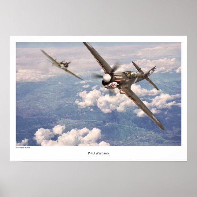 Aviation Art Poster "P-40 Warhawk" (Front)