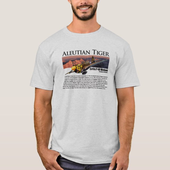 Aviation Art T-shirt “P-40 Aleutian Tiger " (Front)
