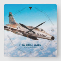 Aviation Art Wall Clock"F-100 Super Sabre"