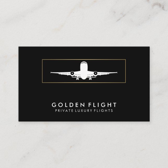 Aviation Black and White Business Card (Front)