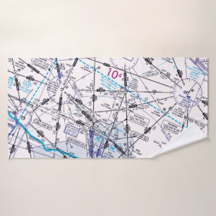 Aviation Chart  Bath Towel