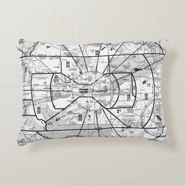 Aviation Chart Decorative Cushion (Front)
